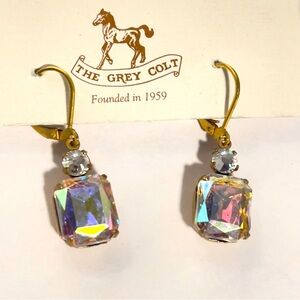 Gold Tone and Iridescent Drop Earrings NWT Bridal